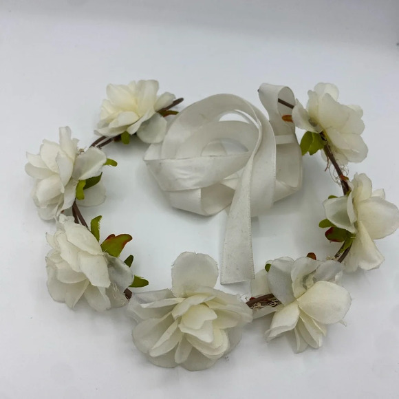 Floral Hair Crown Accessories White Pink - Picture 2 of 3